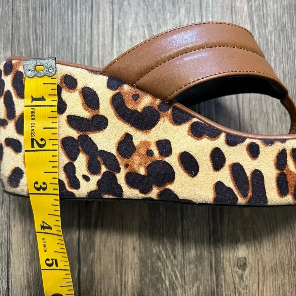 SHEIN Women’s Wedges Leopard Print Platform Sandals Flip Flops Shoes Summer 8